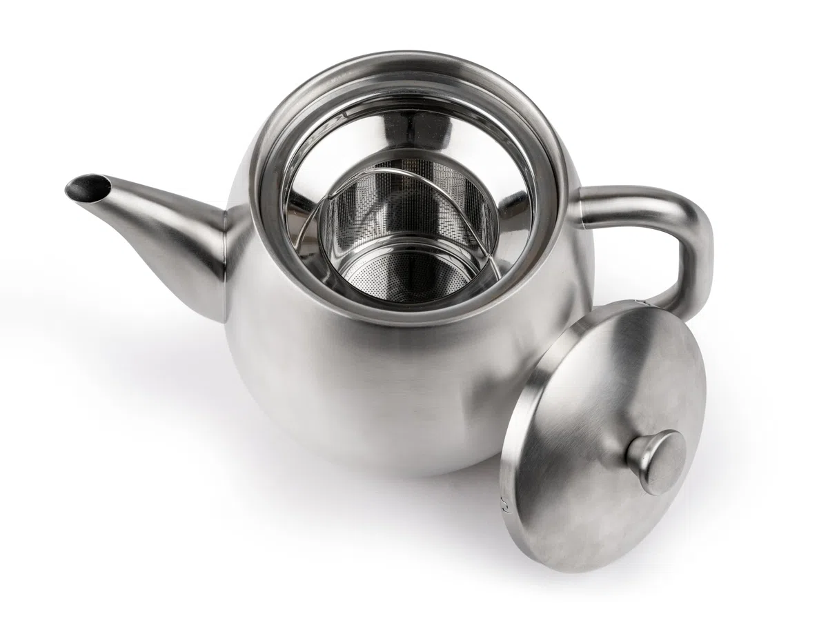 Bredemeijer kleine Edelstahl Teekanne 0,9 Liter - silber-matte doppelwandige Kanne inklusive wiederverwendbaren Teefilter - für länger, warmen Teegenuss