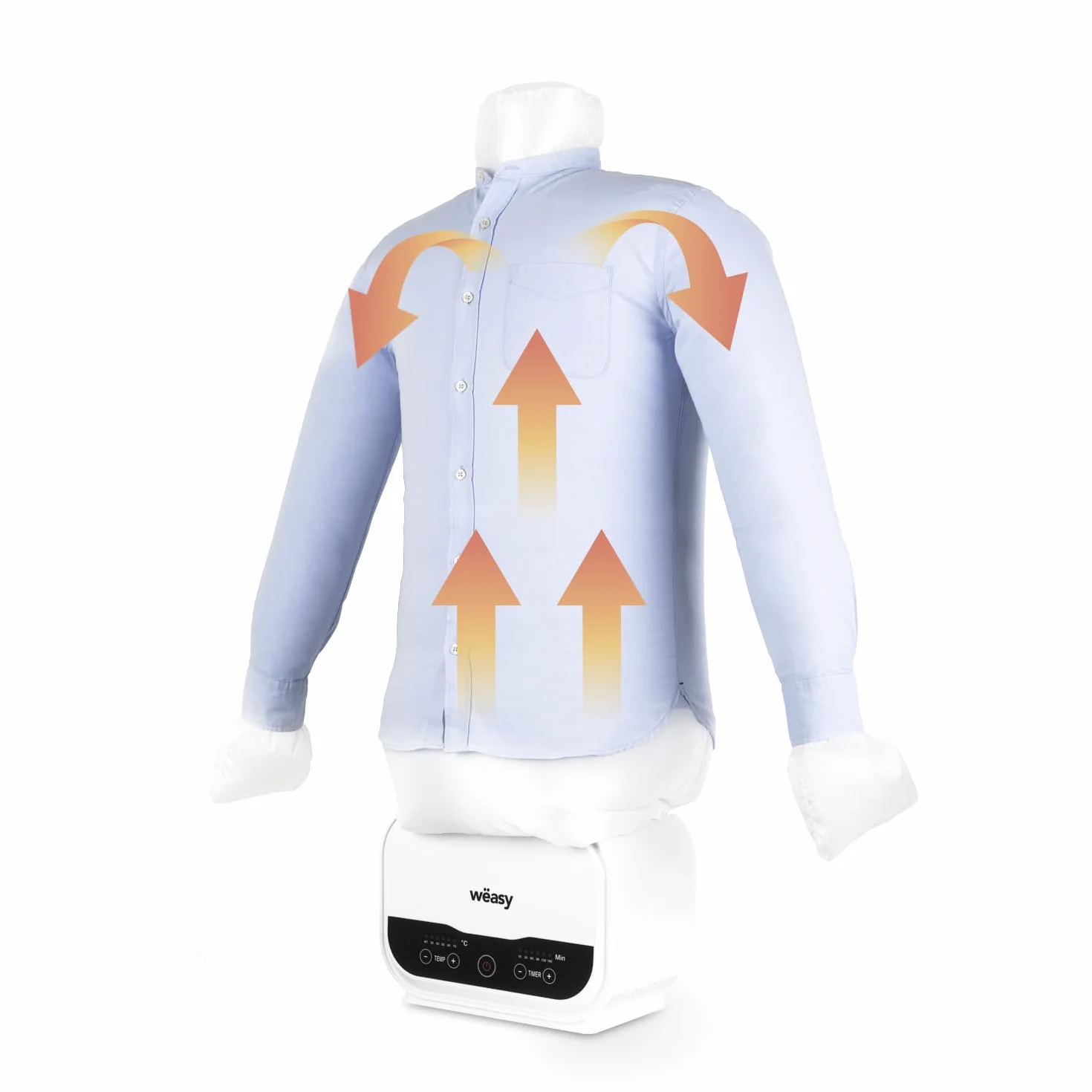 Wëasy Automatische Bügelpuppe 2 in 1 für Hemden und Hosen IRO330, Trocknen und Bügeln, 5 Temperaturstufen, Programmierbarer Timer