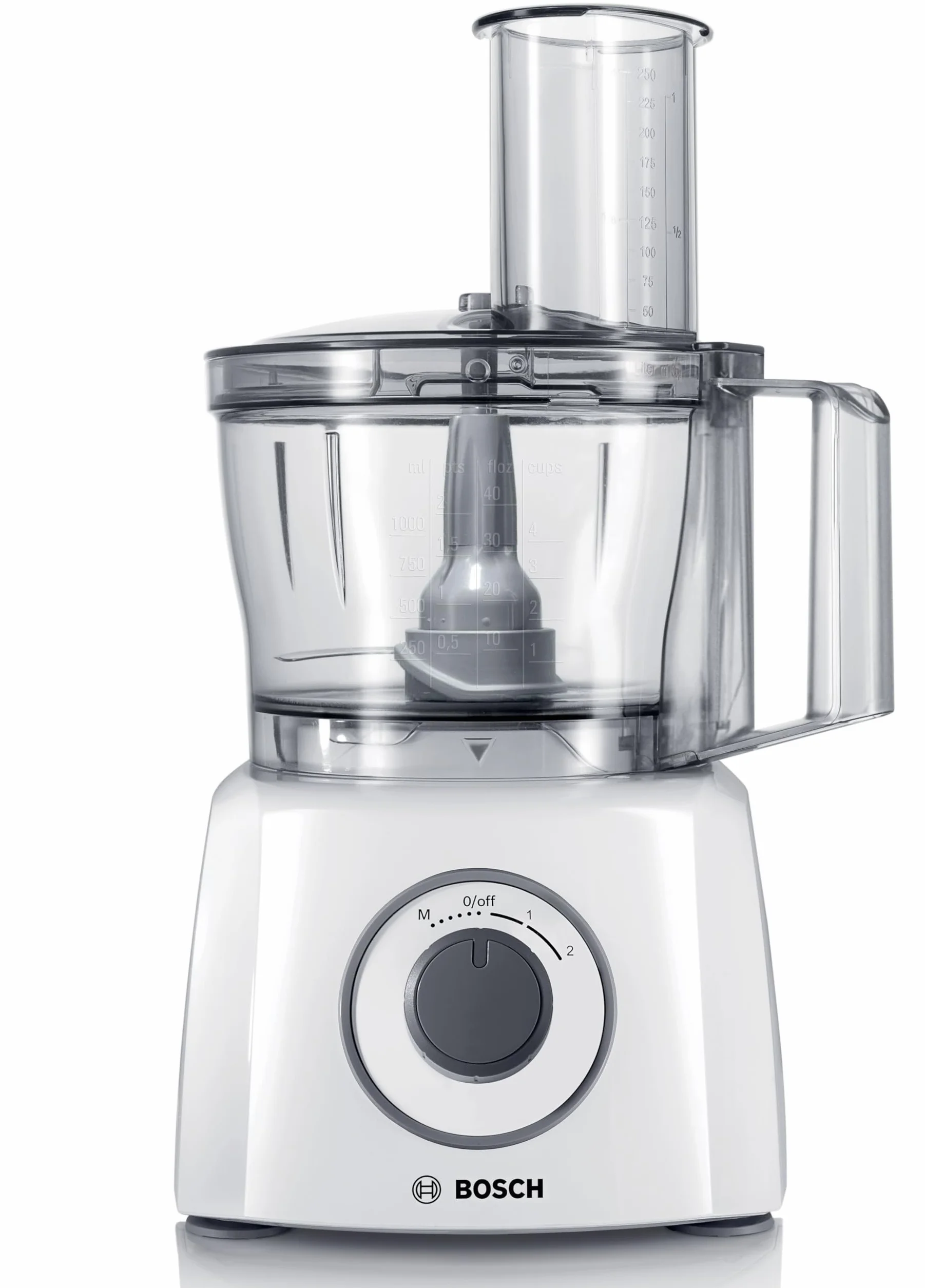 Bosch Kompakt-Küchenmaschine Multi Talent 3, 30 Funktionen, Universalmesser, Schneide/ Raspeln, Schlagscheibe, Rührschüssel 2,3 L, Mixer 1,0 L, weiß, 800 W, kleine Küchenmaschine, MCM3200W