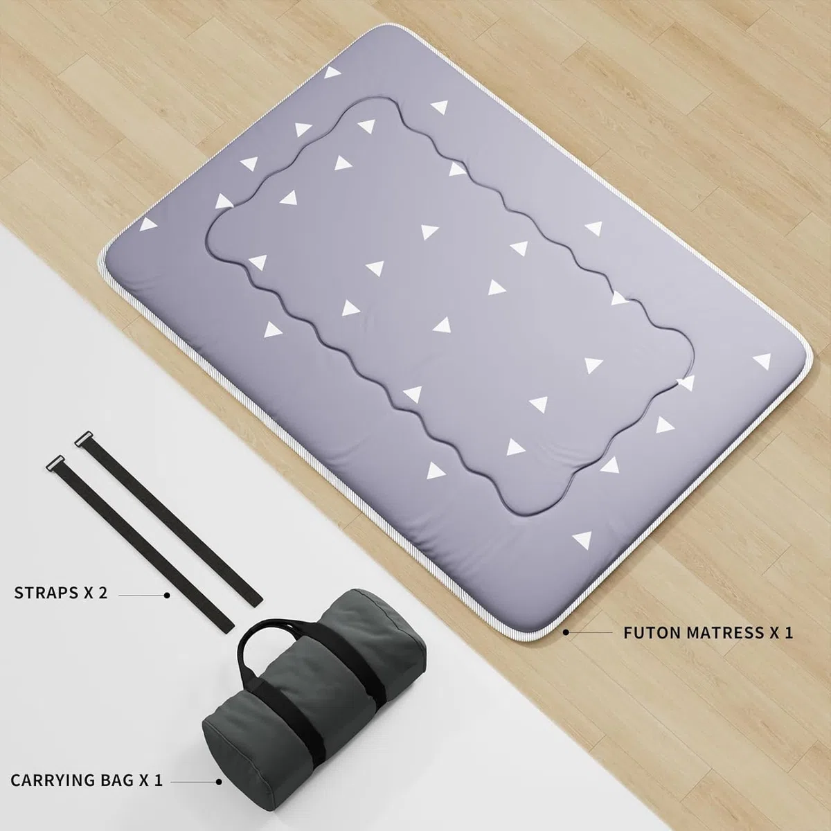 Kiseely Japanische Futon-Matratze, Faltbare Tatami-Matte, tragbare Schlafunterlage mit Tasche und Gurt, Bodenmatratze, verdickte Schlafmatratze, Camping-Matratze (Grau YU1, 120X200cm)