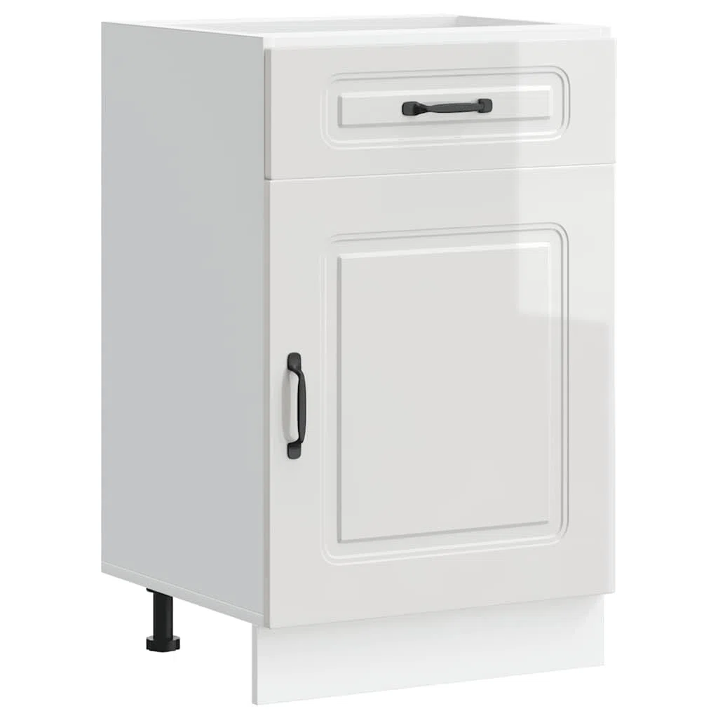 vidaXL Küchenunterschrank Kalmar Hochglanz-Weiß Holzwerkstoff, Spülenunterschrank, Schrank Küche, Lagerschrank, Unterschrank für Küche, Küchenzeile
