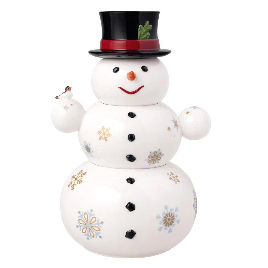 Villeroy & Boch – Christmas Toy's Keksdose 3 teilig "Schneemann" Weiß, Gebäckdose, Aufbewahrungsdose, Vorratsdose, Süßigkeiten Aufbewahrung, Premium Porzellan