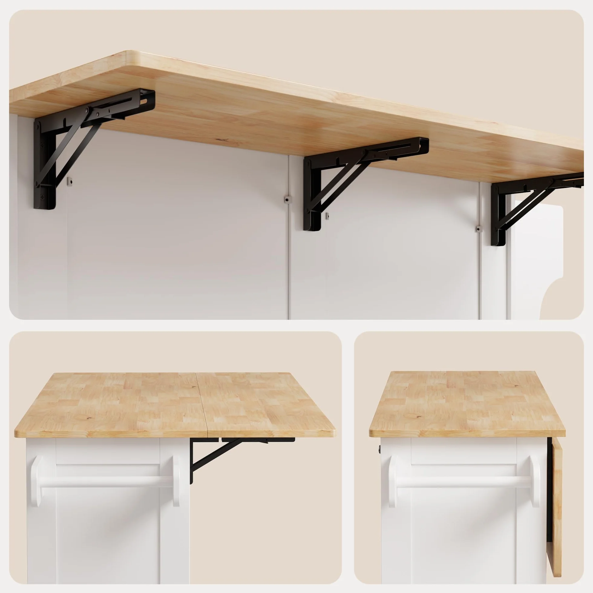 Xbro Küchenwagen mit Rollen, Kücheninsel mit Arbeitsplatte, 2 Schubladen, 4 Türen, 145x75x90cm, Weiß