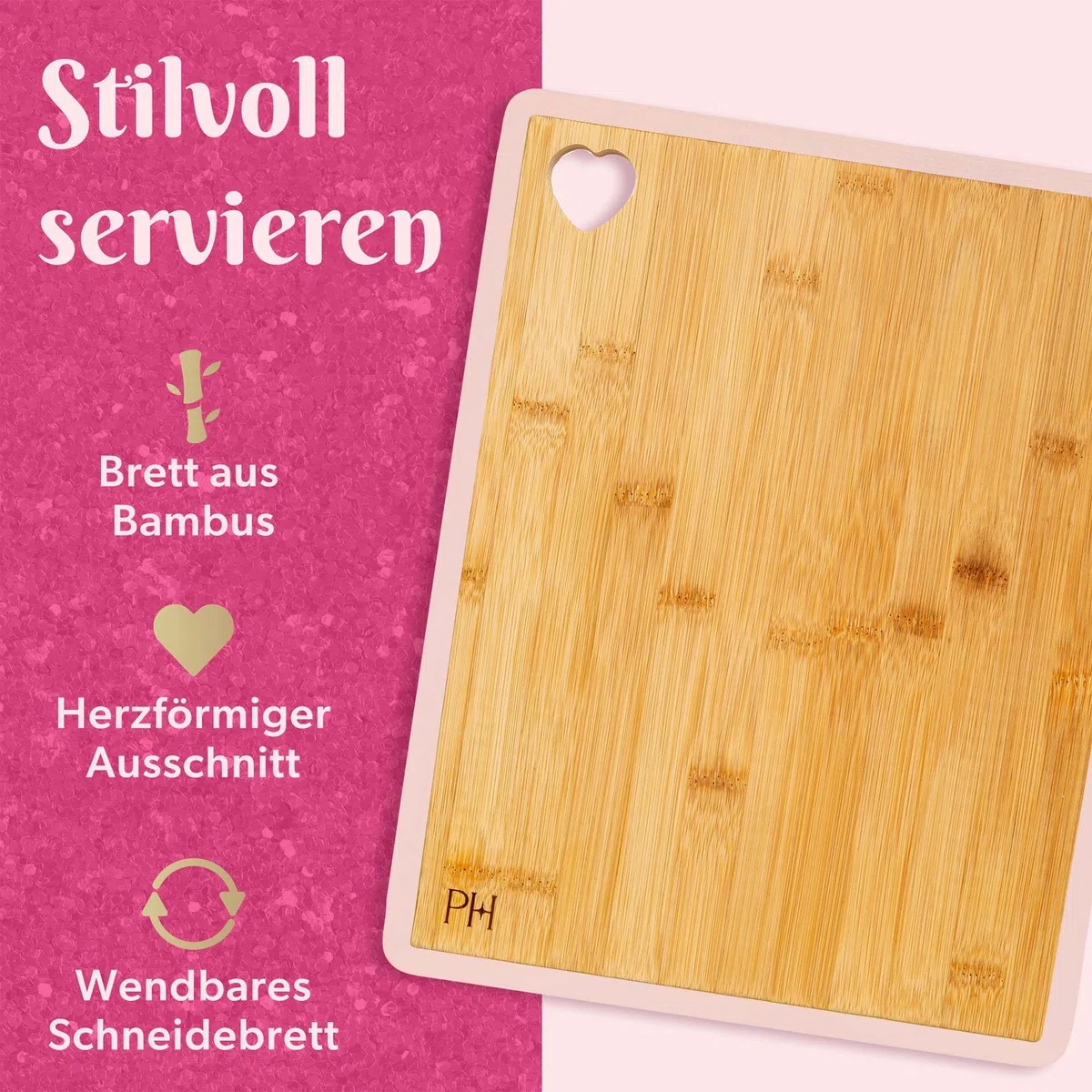 Paris Hilton – 10-teiliges Messerset aus Edelstahl mit robustem Bambus-Messerblock – Ideal für jede Küche, hohe Schnittpräzision & langlebiges Design, Rosa