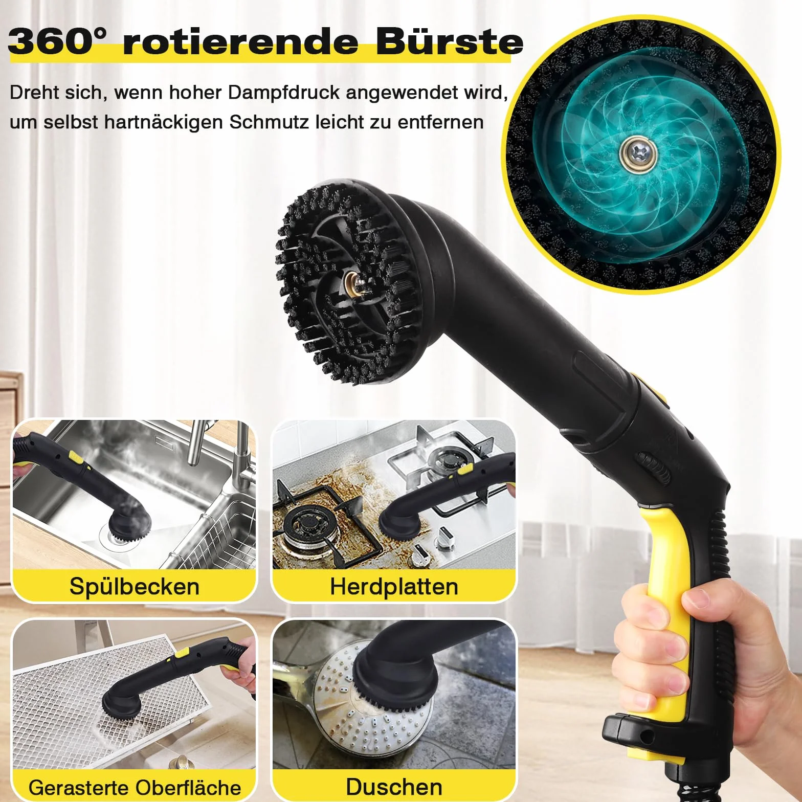 TVD Dampfreiniger, Polstermöbelreiniger, Dampfreiniger mit 5 m extra Langem Netzkabel für Bodendampfer, Ofen, Auto, Fliesen, Teppich, Polster, Sofa, Bettwanzen.
