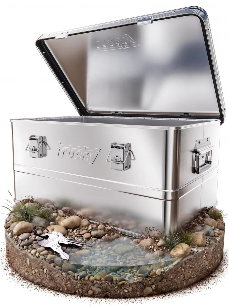 Trucky Aluminium Box mit Deckel Silber Alukiste 50L Alu Kiste Abschliessbar | Transportbox, Metallbox, Aufbewahrungsbox, Metallkiste