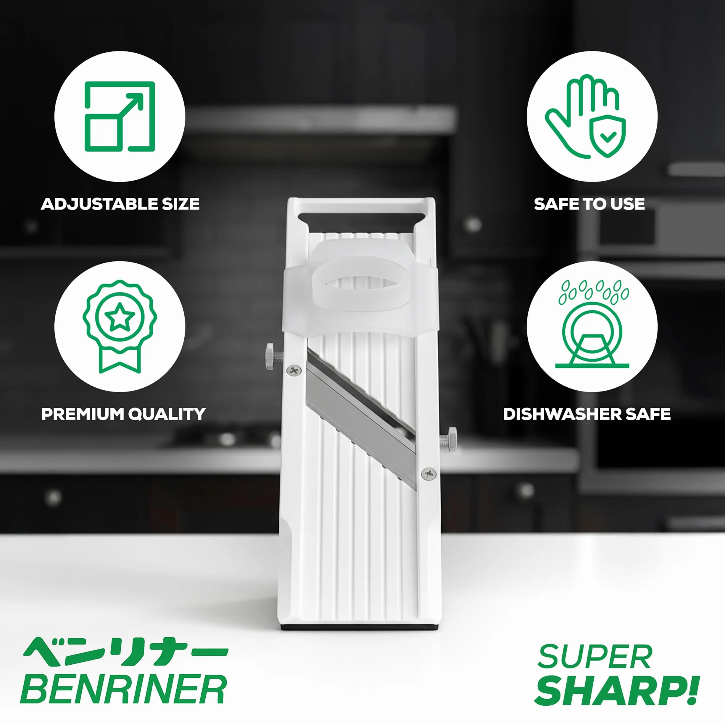 Benriner BN-64W-1 Mandoline, Edelstahl, Weiβ