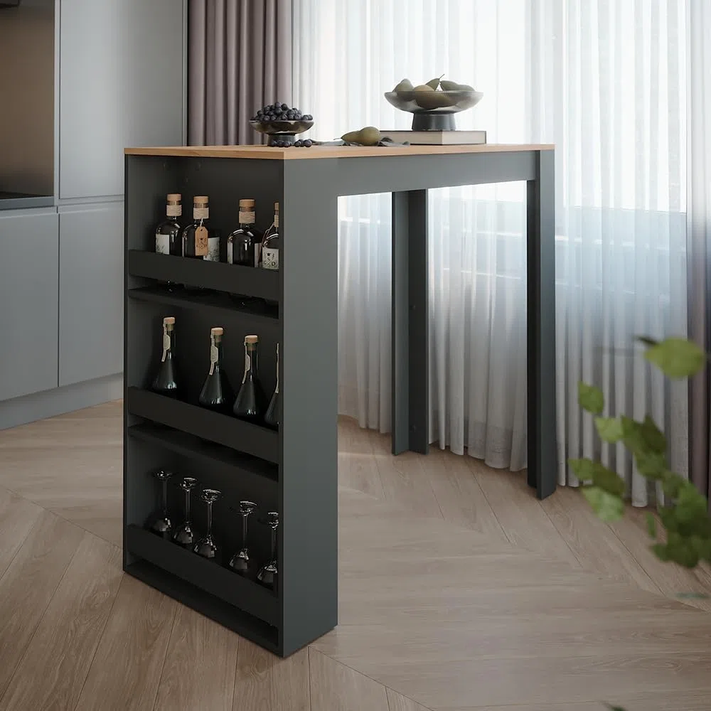 Vicco Bartisch Repose, Goldkraft Eiche/Anthrazit, 57 x 117 cm, als Stehtisch nutzbar für Küche oder Essbereich
