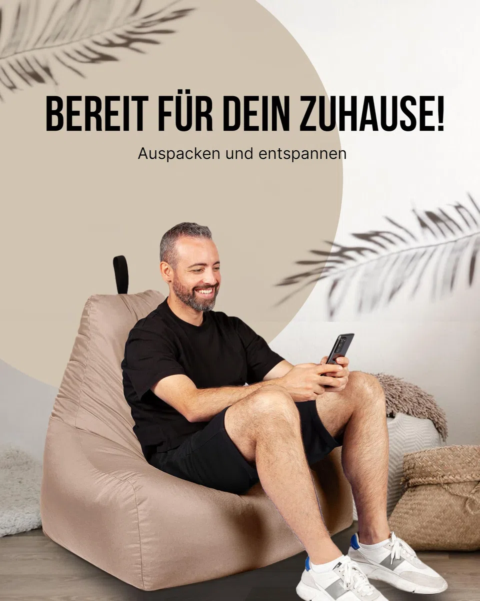 PATCH HOME Lounge Sessel XXL Gamer Sessel Sitzsack Sessel Sitzkissen In & Outdoor geeignet fertig befüllt | XXL - Beige - in 2 Größen und 25 Farben