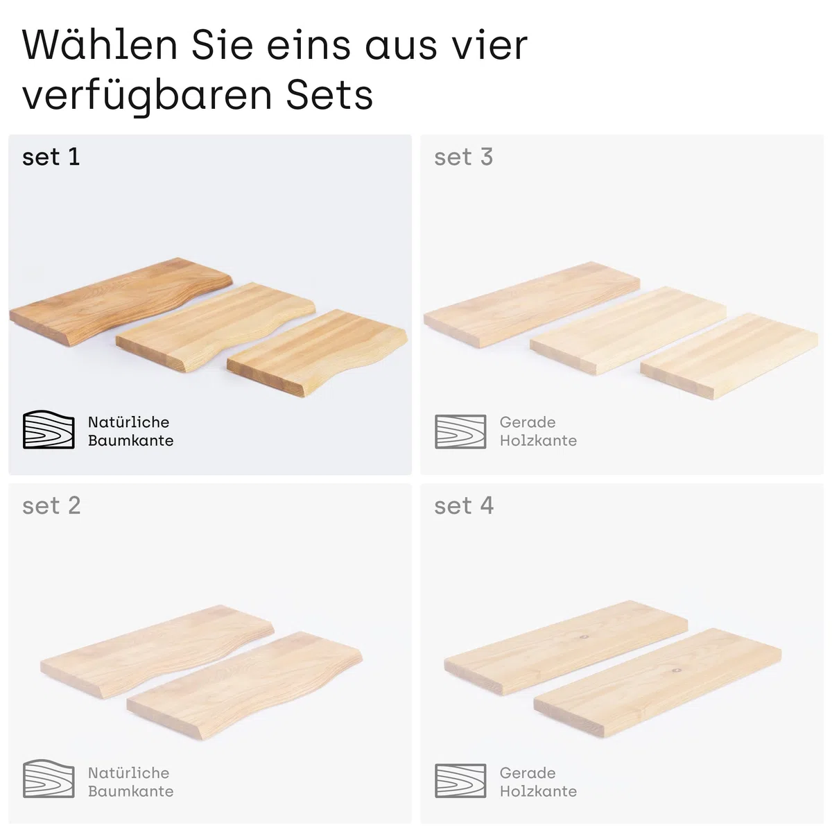 LAMO Manufaktur 3 Stück Wandregal aus Holz mit unsichtbarer Befestigung 40/35/30cm | Wandregal aus 100% echtem Holz | Hängeregal für Wohnzimmer Wandregale Set 1 Baumkante Farbe: Rustikal