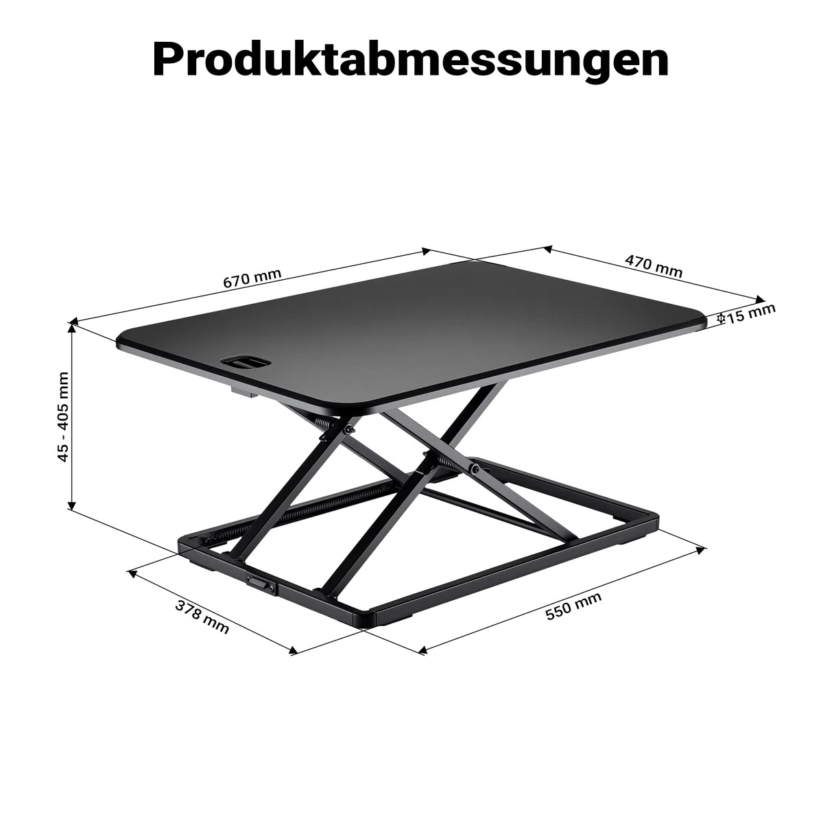 Wiltec Schreibtischaufsatz 67x47cm höhenverstellbarer Steh-Sitz Schreibtisch für Laptop und Monitor