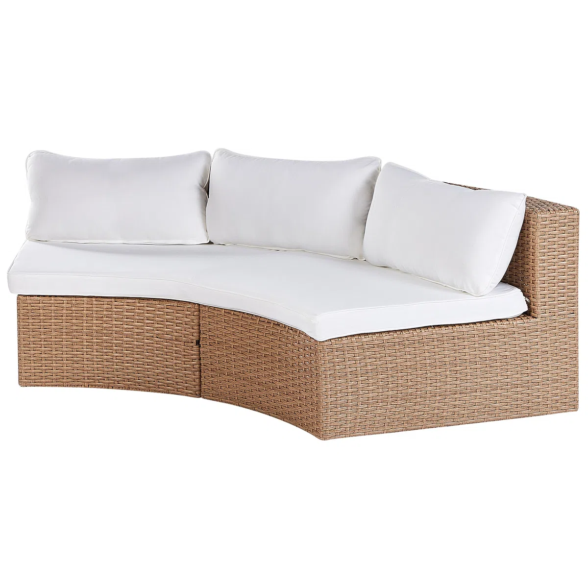 Beliani 9-Sitzer Lounge Set Rattan Sand beige rund mit Auflagen weiß Couchtisch Severo