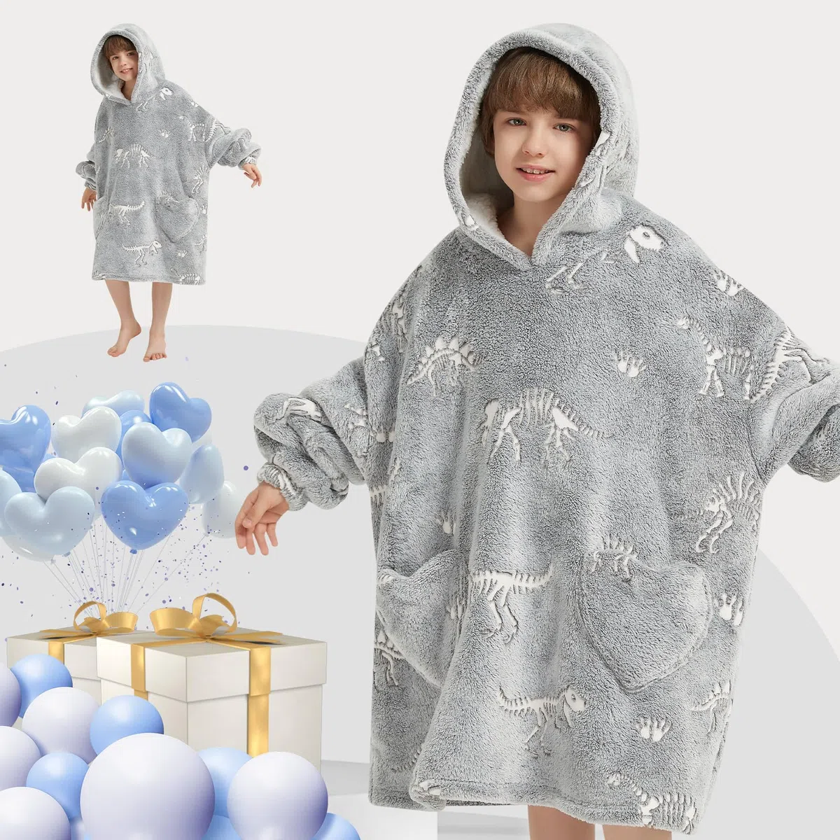Mewkou Hoodie-Decke für Erwachsene, tragbar, übergroße Sherpa-Fleece-Decke, Hoodie für Damen und Herren