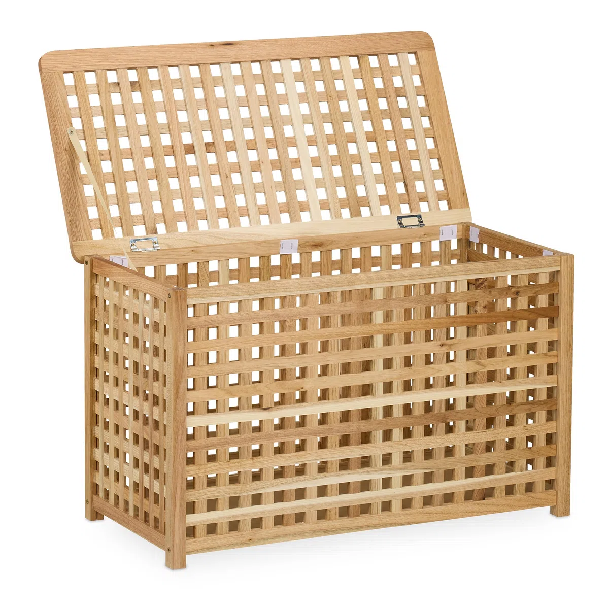 Relaxdays Wäschetruhe, herausnehmbarer Innensack, 90 l, HBT: 47x78x48 cm, Wäschesammler mit Deckel, Walnussholz, natur