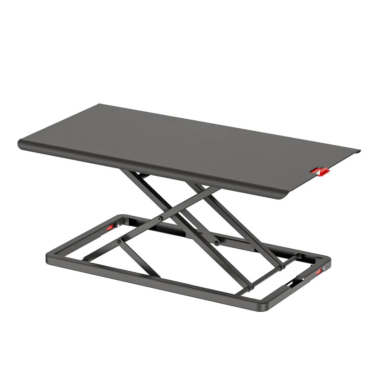Höhenverstellbarer Schreibtisch-Konverter, Ultraflacher Sitz-Steh-Arbeitsplatz, Leicht Verstellbarer Laptop-Riser, Verschleißfeste Metalltischplatte– Schwarz
