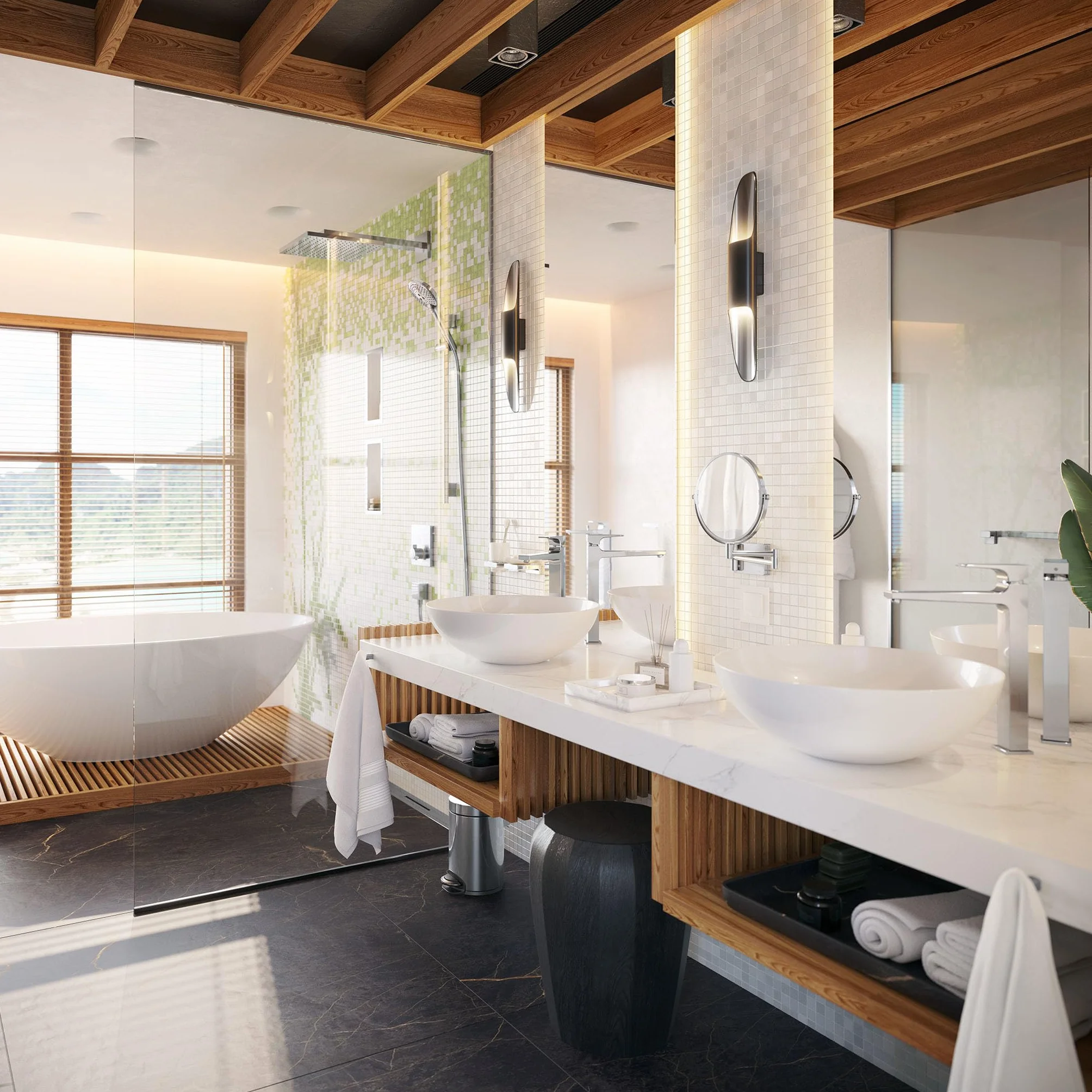 hansgrohe Addstoris - Kosmetikspiegel, Schminkspiegel, Rasierspiegel mit 3-fach Vergrößerung, Badezimmer Zubehör, Chrom, 41791000