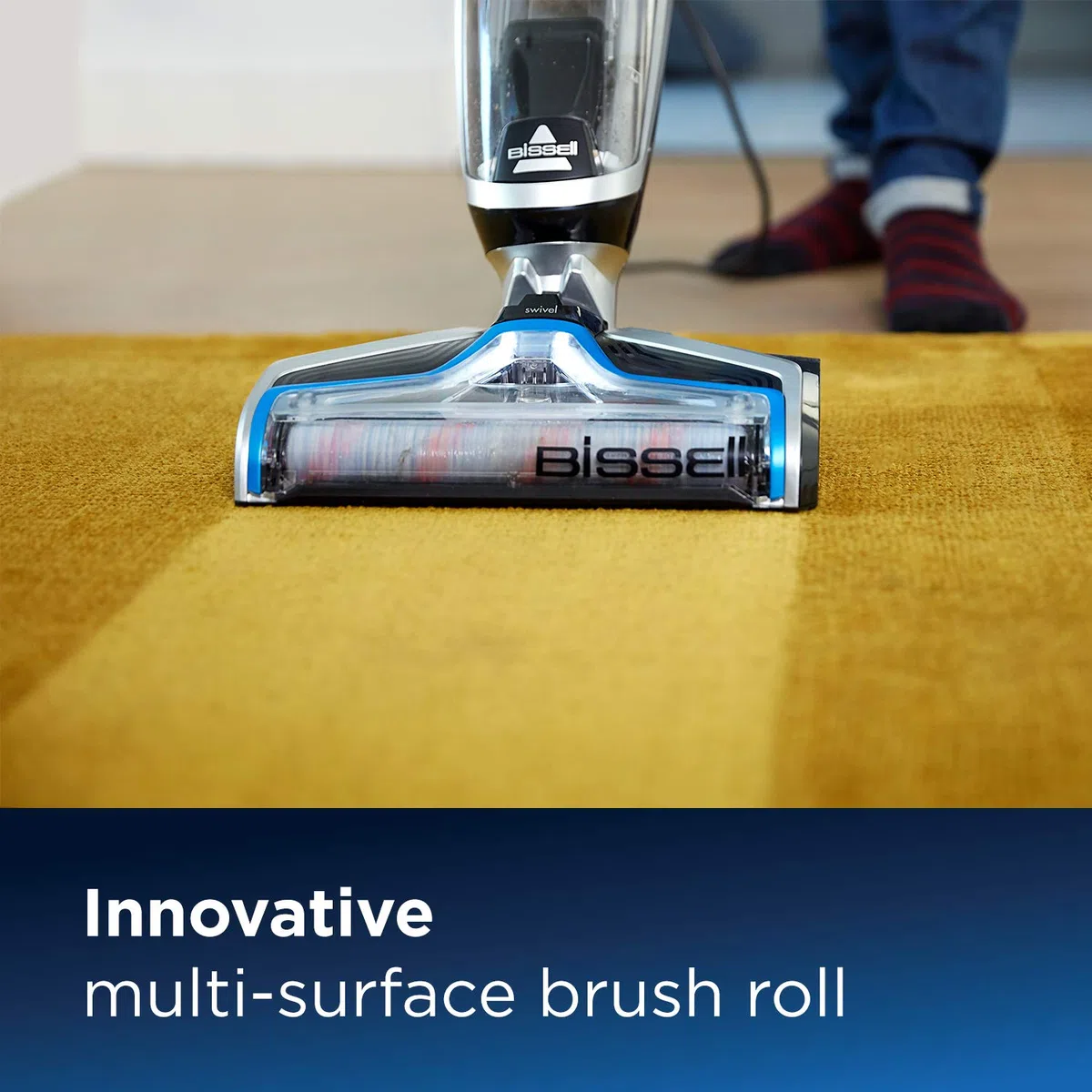 BISSELL CrossWave Pet Pro | Staubsauger/Reiniger/Trockner | 3-in-1 für Haustiere | Multi-Flächenreiniger für Teppiche, Fliesen und Holzböden | Inklusive Formel | 74dB | Schwarz/Titan/Blau | 2225N
