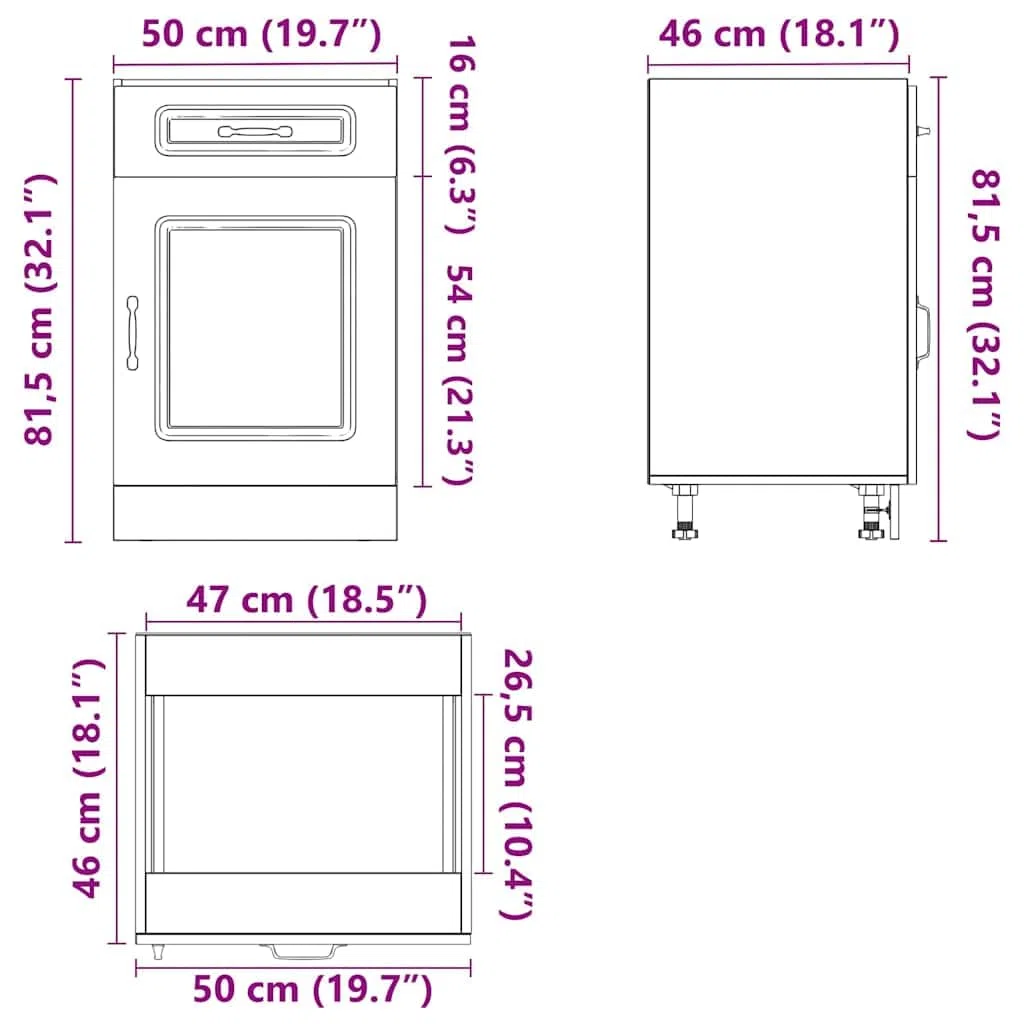vidaXL Küchenunterschrank Kalmar Hochglanz-Weiß Holzwerkstoff, Spülenunterschrank, Schrank Küche, Lagerschrank, Unterschrank für Küche, Küchenzeile