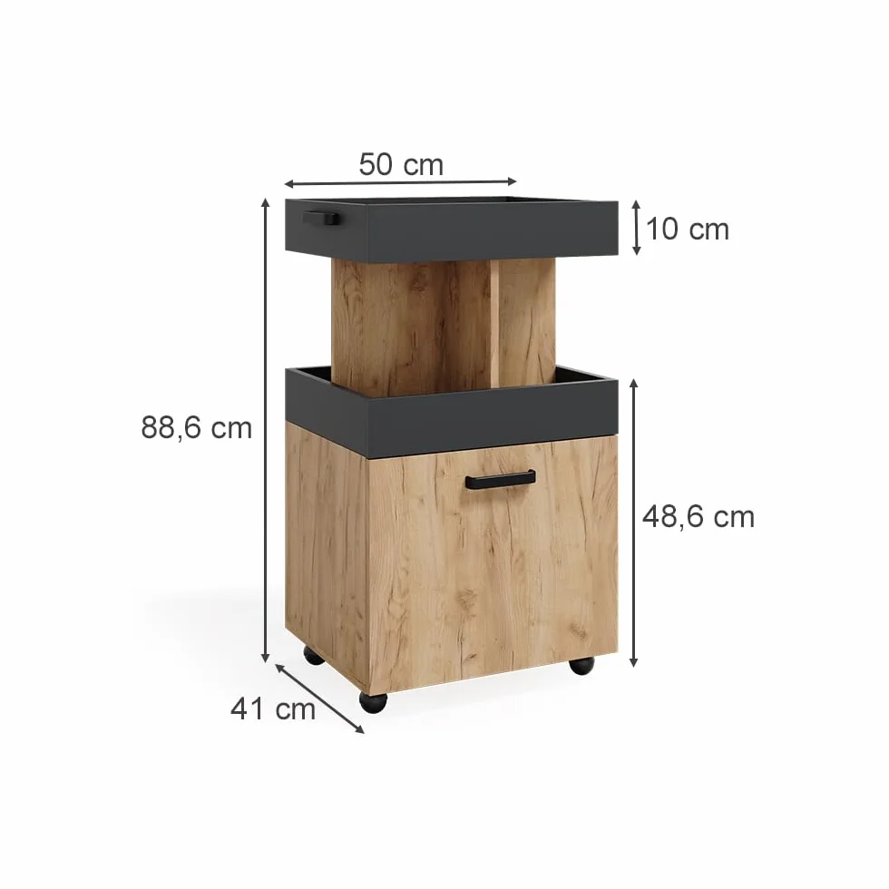 Vicco Hausbar Minibar Getränkebar Kamber Tür rollbar Ablage Fach Regal