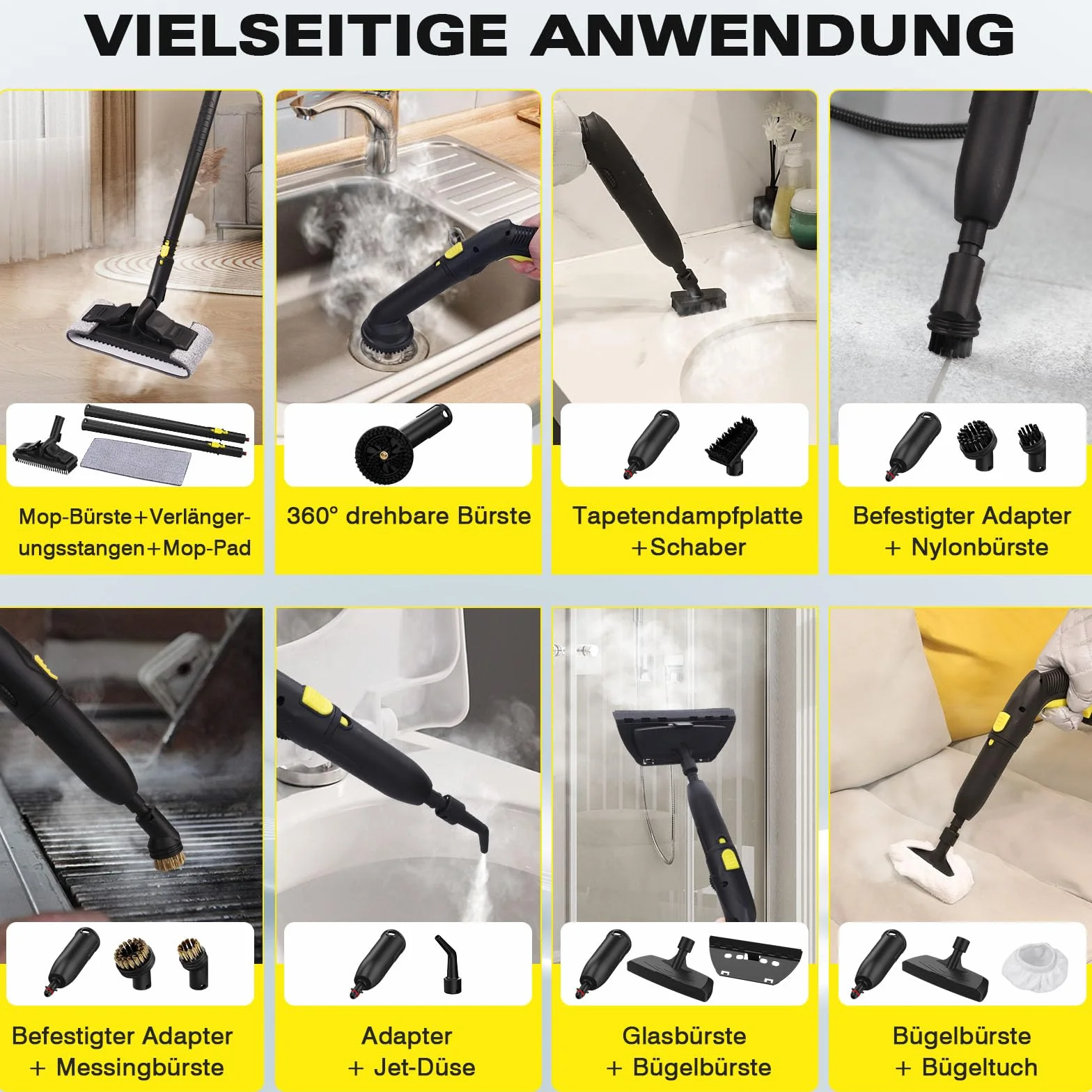 TVD Dampfreiniger, Polstermöbelreiniger, Dampfreiniger mit 5 m extra Langem Netzkabel für Bodendampfer, Ofen, Auto, Fliesen, Teppich, Polster, Sofa, Bettwanzen.