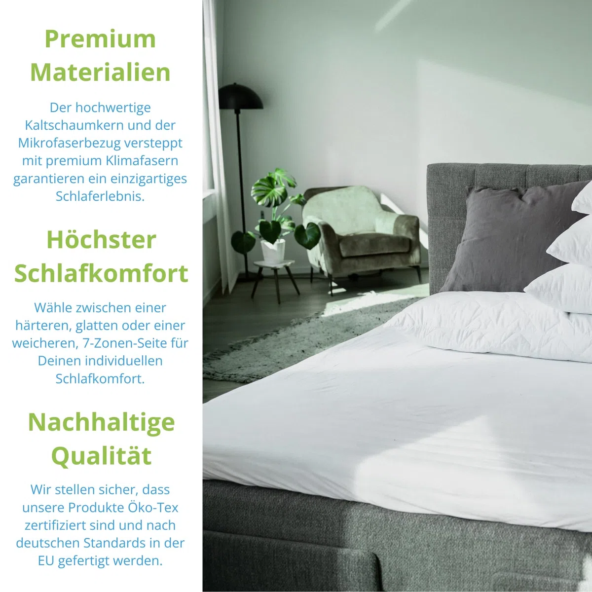 Bodyprotect Matratzentopper 120x200cm, 10cm hoch, Kaltschaum Matratzen/Mattress Topper, H2 & H3, Matratzenauflage 120x200 cm, Made in EU, Waschbar, Oeko-Tex