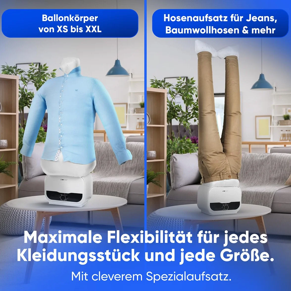 Clatronic automatischer Hemdenbügler | Bügelpuppe mit leistungsstarken 1200W | Bügelmaschine mit One Size-Ballonkörper | Schnell, effizient, einfach | Bügelautomat | HBB 3734