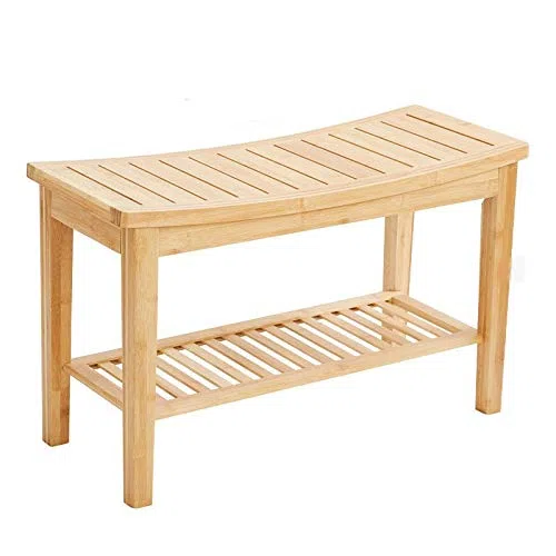 Robuste Badezimmer-Bank aus Bambusholz - Stabile Holzbank für das Badezimmer - Praktisch als Badhocker / Badstuhl - Decopatent