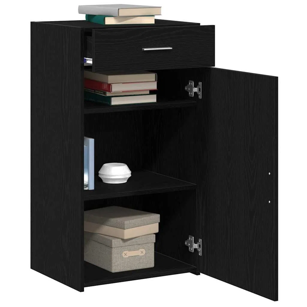 vidaXL Sideboard mit Schubladen Schwarz Eichen-Optik 50 x 42,5 x 93 cm, Stylischer Sideboard, rechteckiger Schrank, viel Stauraum, modernes Möbelstück, Holz für Deine Raumorganisation