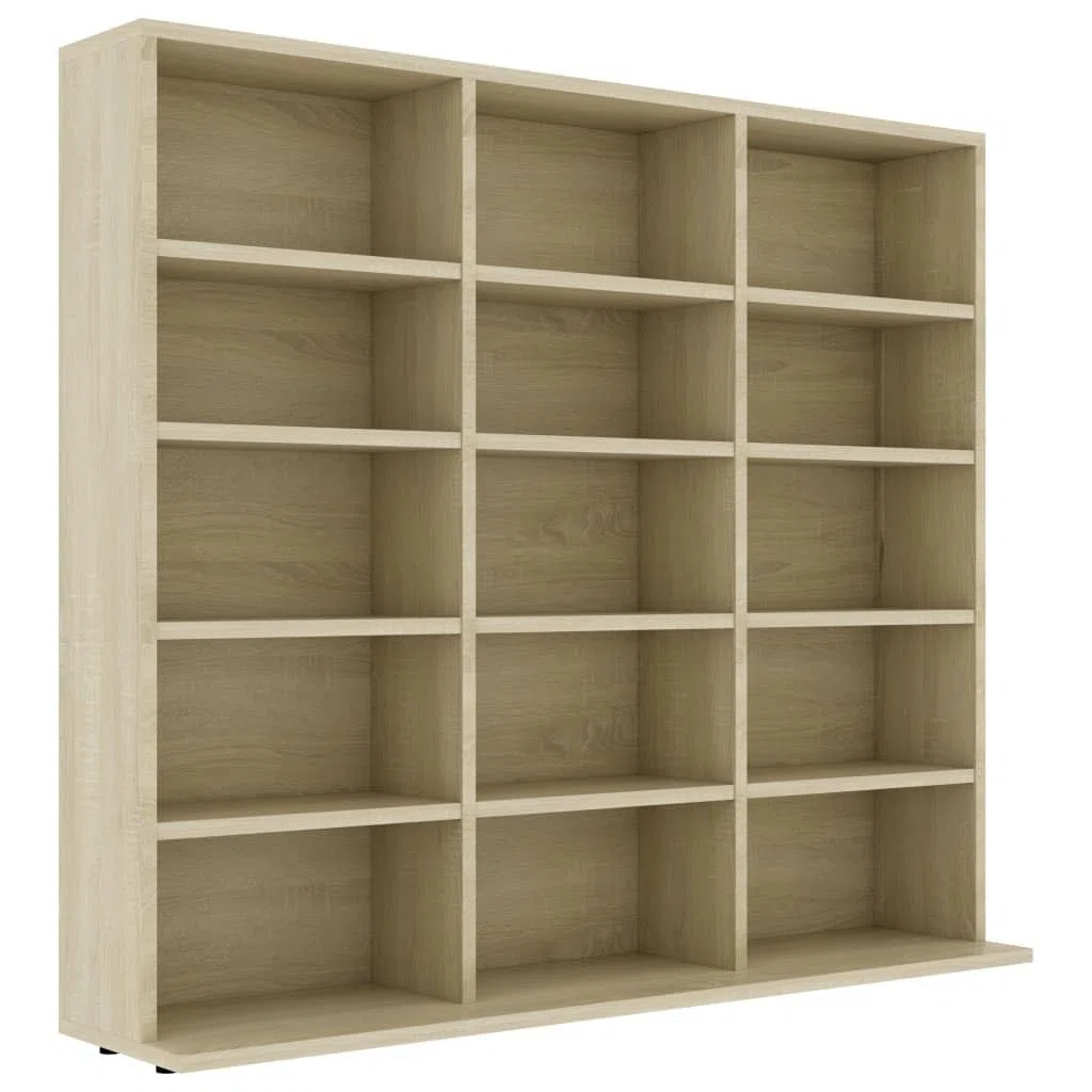 Myheimly CD-Regal DVD Bluray Medienregal Medienschrank Aufbewahrung Standregal Regalwand Bücherregal Sonoma-Eiche 102x23x89,5 cm Holzwerkstoff