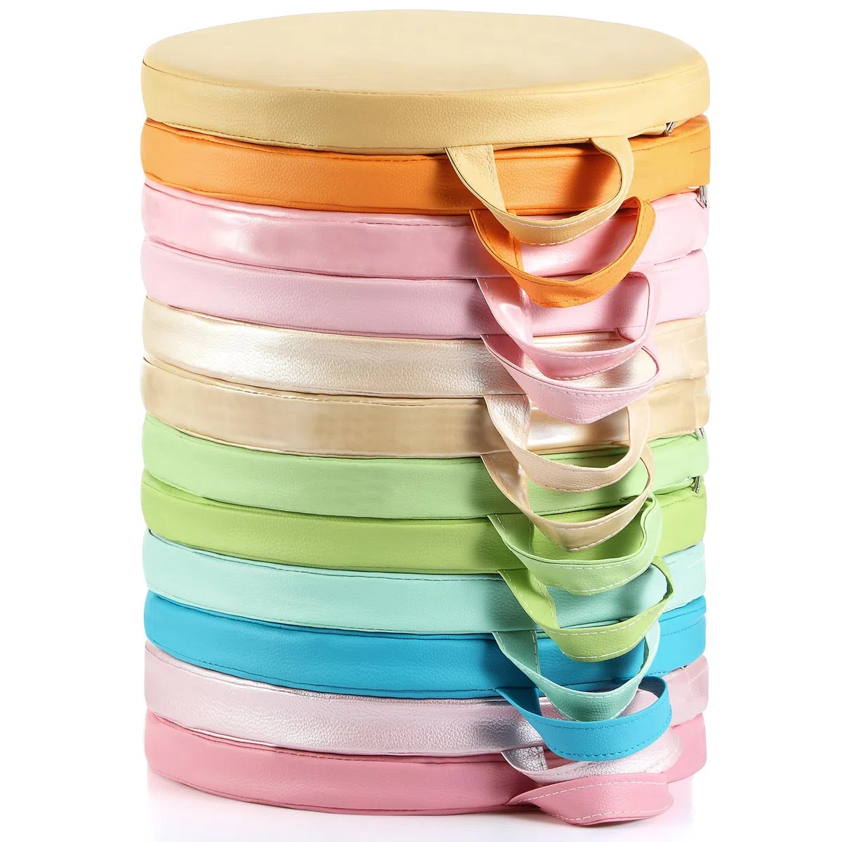 Sawysine Bodenkissen, flexibel, mit Griff, für Kinder, Zuhause, Schule, Klassenzimmer, Kindergarten, Kindergarten (Pastellfarbe, rund), 12 Stück