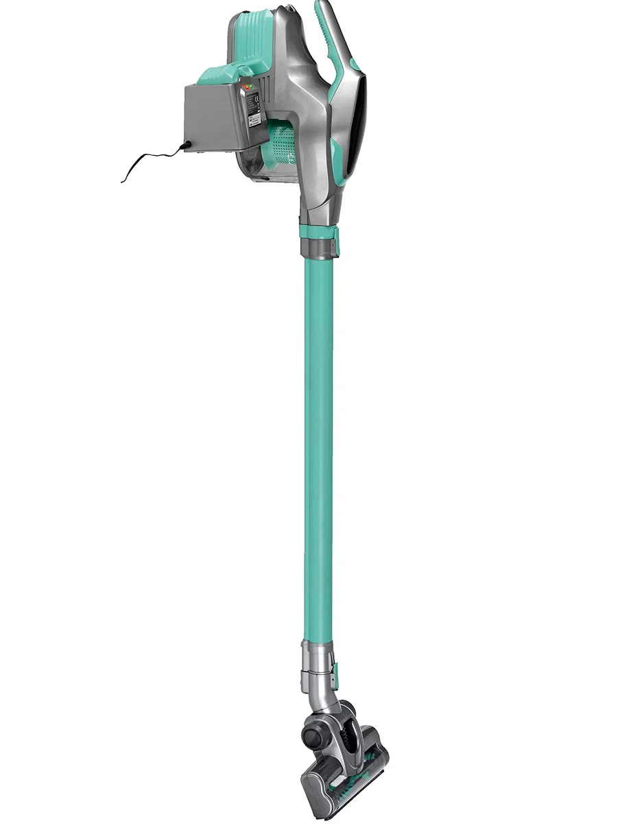 CLEANmaxx Akku-Zyklon-Staubsauger beutellos mit Akku | 2-in-1 Handstaubsauger, mit verschiedenen Düsen, Ideal für Tierhaare | Inkl. Wandhalterung mit integrierter Ladestation, 150 Watt [Türkis/Grau]