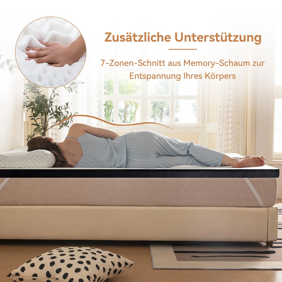 Amazon Basics Memoryschaum Matratzenauflage mit Bändern, 120 x 200 cm, 4 cm Höhe, weiß