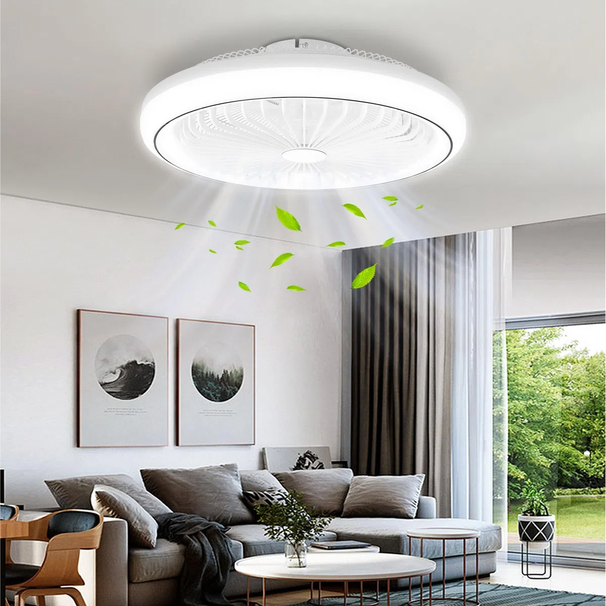 Deckenventilator mit RGB-Licht (3000K-6500K) & Fernbedienung – 6 Geschwindigkeiten, Timer, Lichtspeicher, 7 reversible Flügel – lampe mit ventilator Ideal für Wohnzimmer & Schlafzimmer