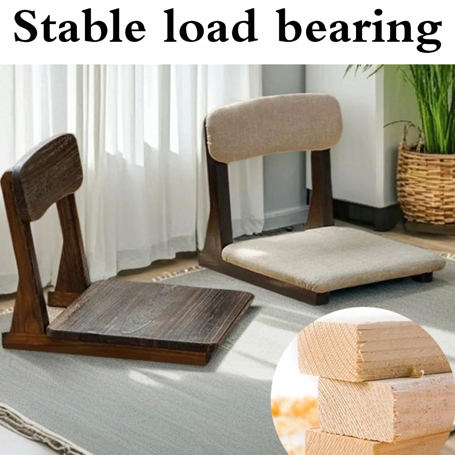Tatami Stuhl,Tatami Meditationsstuhl Im Japanischen Stil,Bambus Bodenstuhl FüR Wohnzimmer,Bodenstuhl Sitz Mit Kissen,Platz Sparen,Geeignet FüR Wohnzimmer,Erker,Balkon
