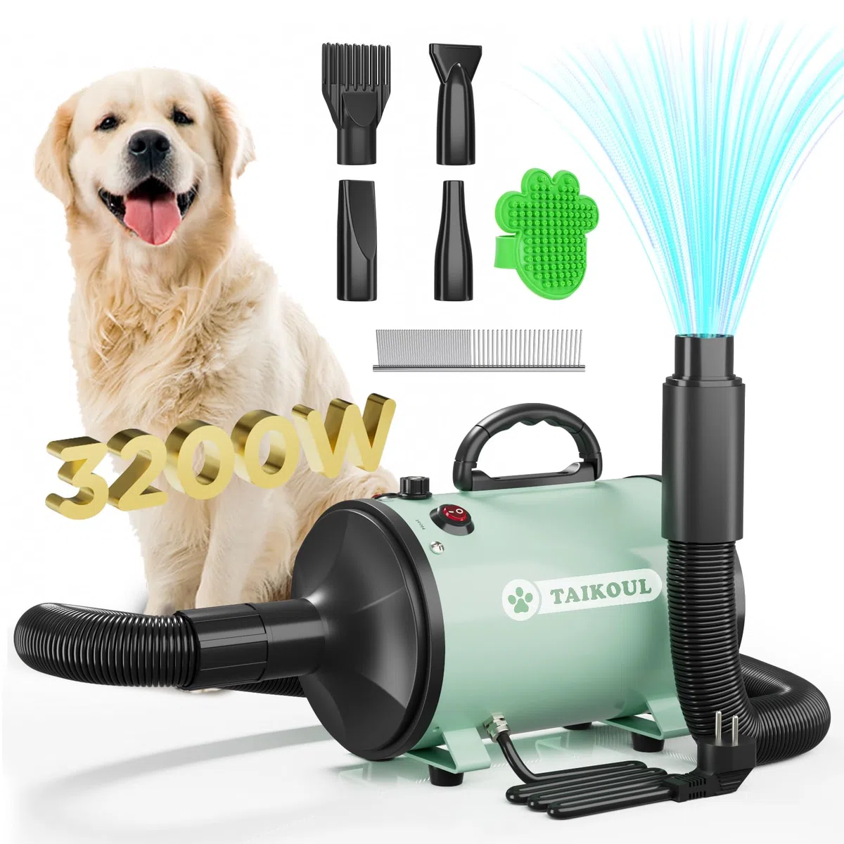 Hundefön Blower 4.5 PS 3200W Motor Einstellbare Geschwindigkeit Hundepflege-Trockner