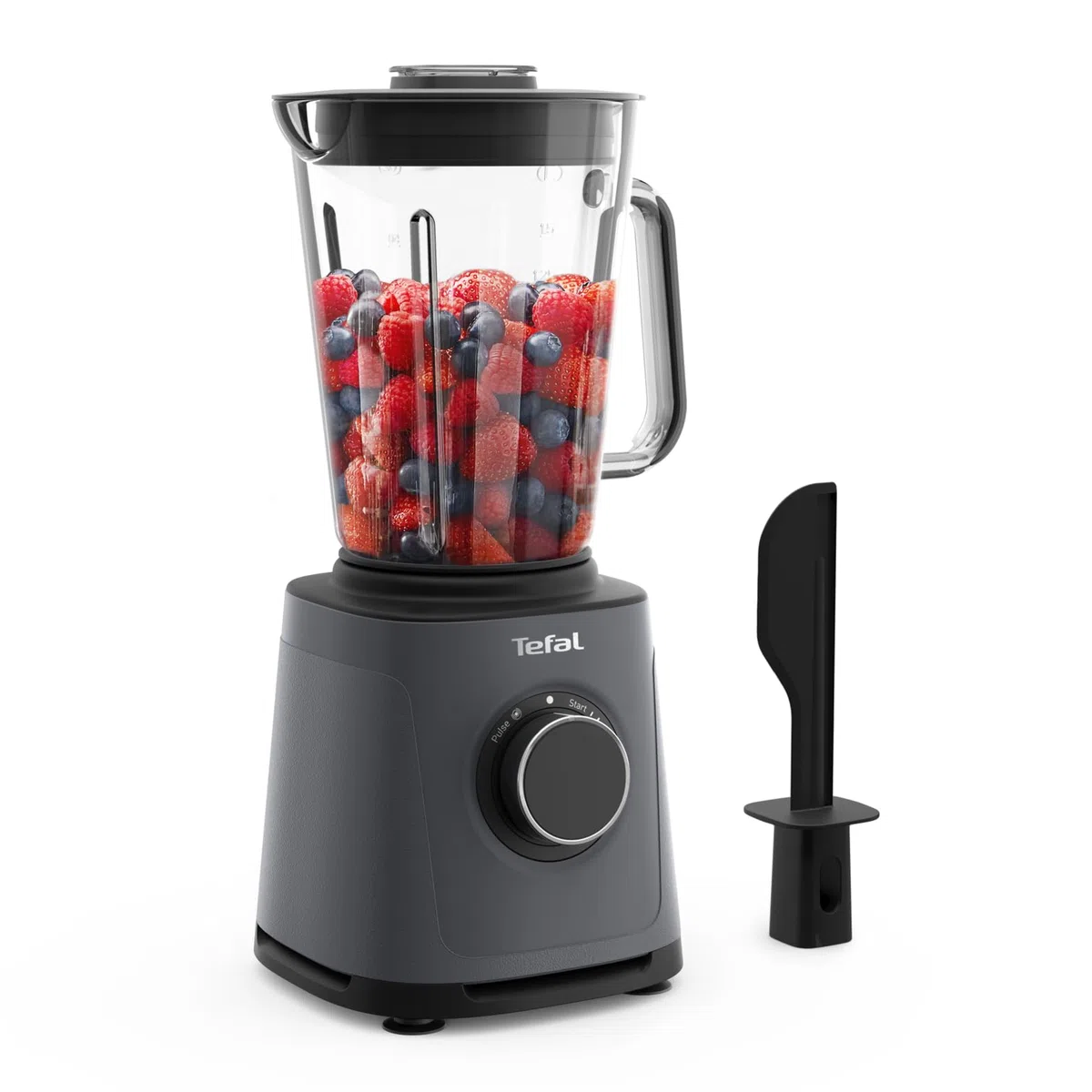 Tefal PerfectMix Essential Hochgeschwindigkeits-Standmixer, stufenlos einstellbare Geschwindigkeit, Pulsfunktion, abnehmbare Powelix-Klingen, hitzebeständiger 2 l Glasbehälter, 1200 W, Grau, BL771BF0