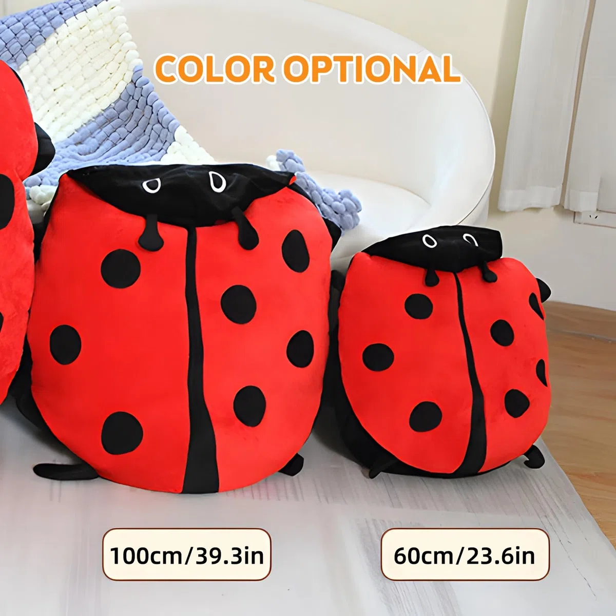 Ejoyous Tragbares Marienkäfer-Kissen, Riesige Tragbare Decke aus Weichem Plüsch mit Marienkäfer-Kostüm, übergroß 60 cm 100 cm für Kinder und Erwachsene, Stresslinderung, Kuscheln, (60cm)