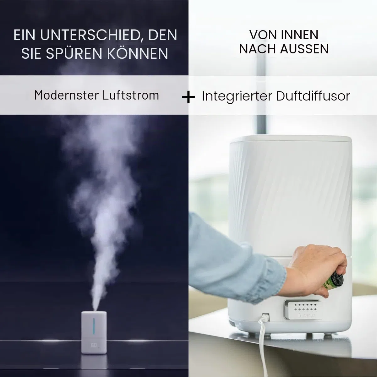 MIKO Luftbefeuchter mit kühlem und warmem Nebel, Ultraschall-Luftbefeuchter für große Räume und Schlafzimmer – Wasserfilter, automatischer Modus, kein Leck, Schlafmodus, integrierter Timer