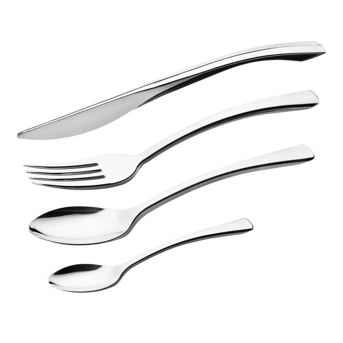 GRÄWE Tafelbesteck 200-tlg. für 50 Personen, Besteck aus Kunststoff, Edelstahllook silber - wiederverwendbar