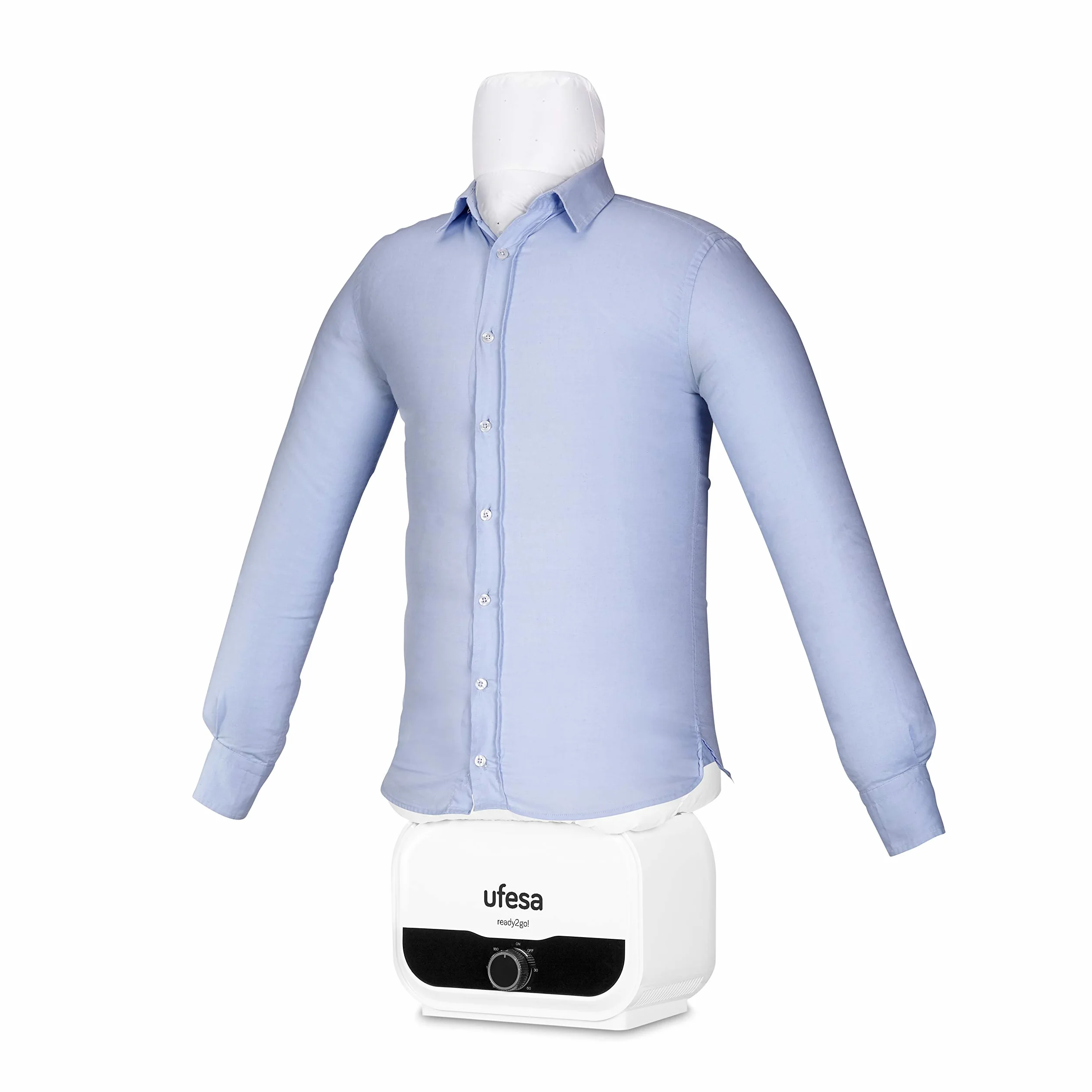 Ufesa SV1200 Automatischer Hemdenbügler, Bügelpuppe, Bügelautomat für Hemden, Blusen un T-Shirts, Beseitigt Falten und neutralisiert Gerüche, einstellbare Größen,Timer ab 30 min bis zu 3 Std, 1200W