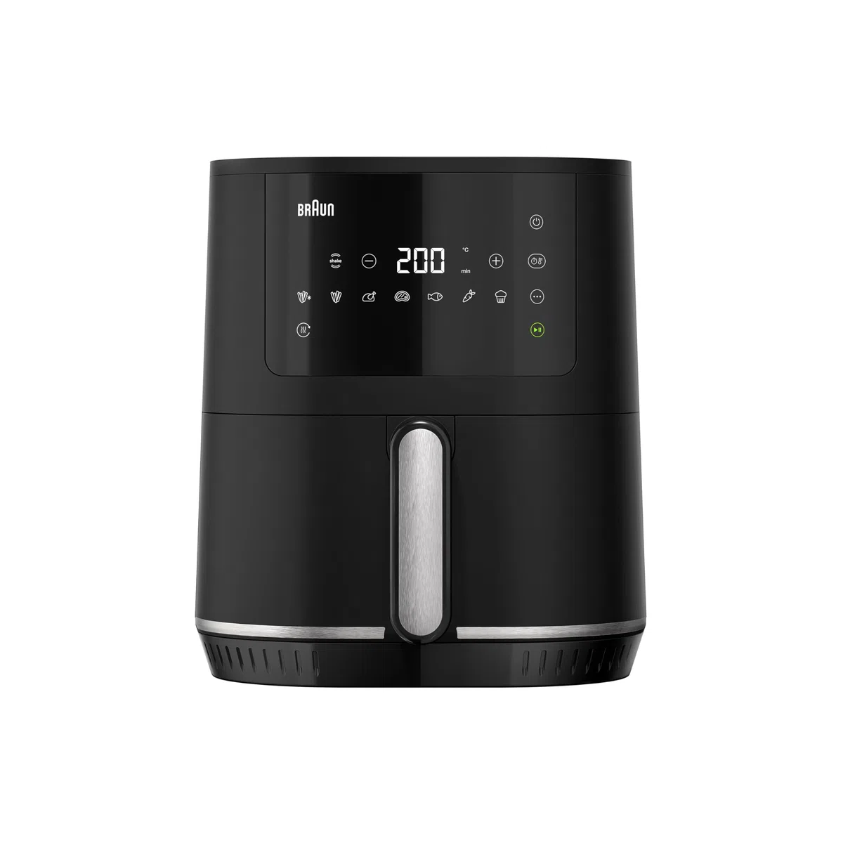 Braun Heißluftfritteuse MultiFry 3 HF 3030, 4,3 L, 1500W, digitale Temperaturregelung, 80-200°C, Timer, 8 Programme, Touch Control, Antihaftbeschichtung, Garkorb & Rost spülmaschinenfest, Schwarz