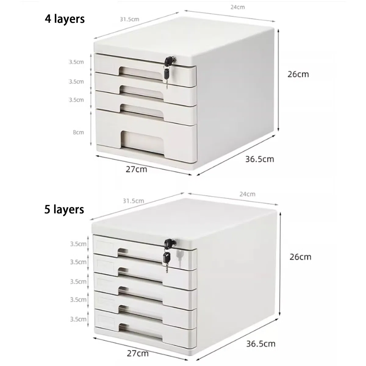 Schubladenbox – Abschließbarer A4-Aktenschrank Für Den Schreibtisch, Mehrschichtiger Schreibtisch-Organizer Mit Schloss Für Dokumente Und Zubehör(Schwarz,4-Layers)