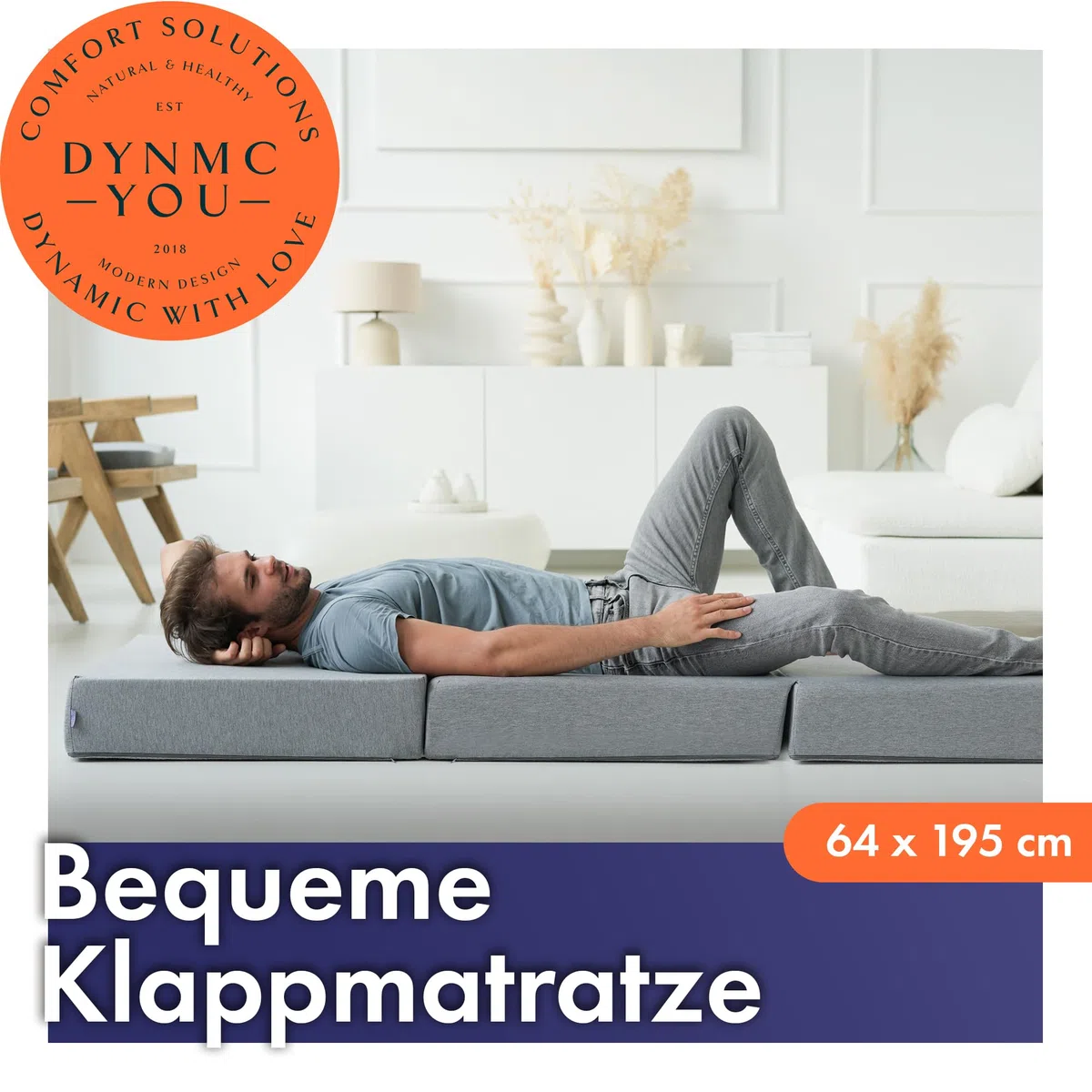 Klappmatratze Faltbar Extra Dick - Gästematratze Klappbar für Bequemen Schlaf - Gästebett Klappbar als Klappbett - Faltmatratze Indoor & Outdoor - Matratze Einfacher Aufbau - Reisematratze Futon