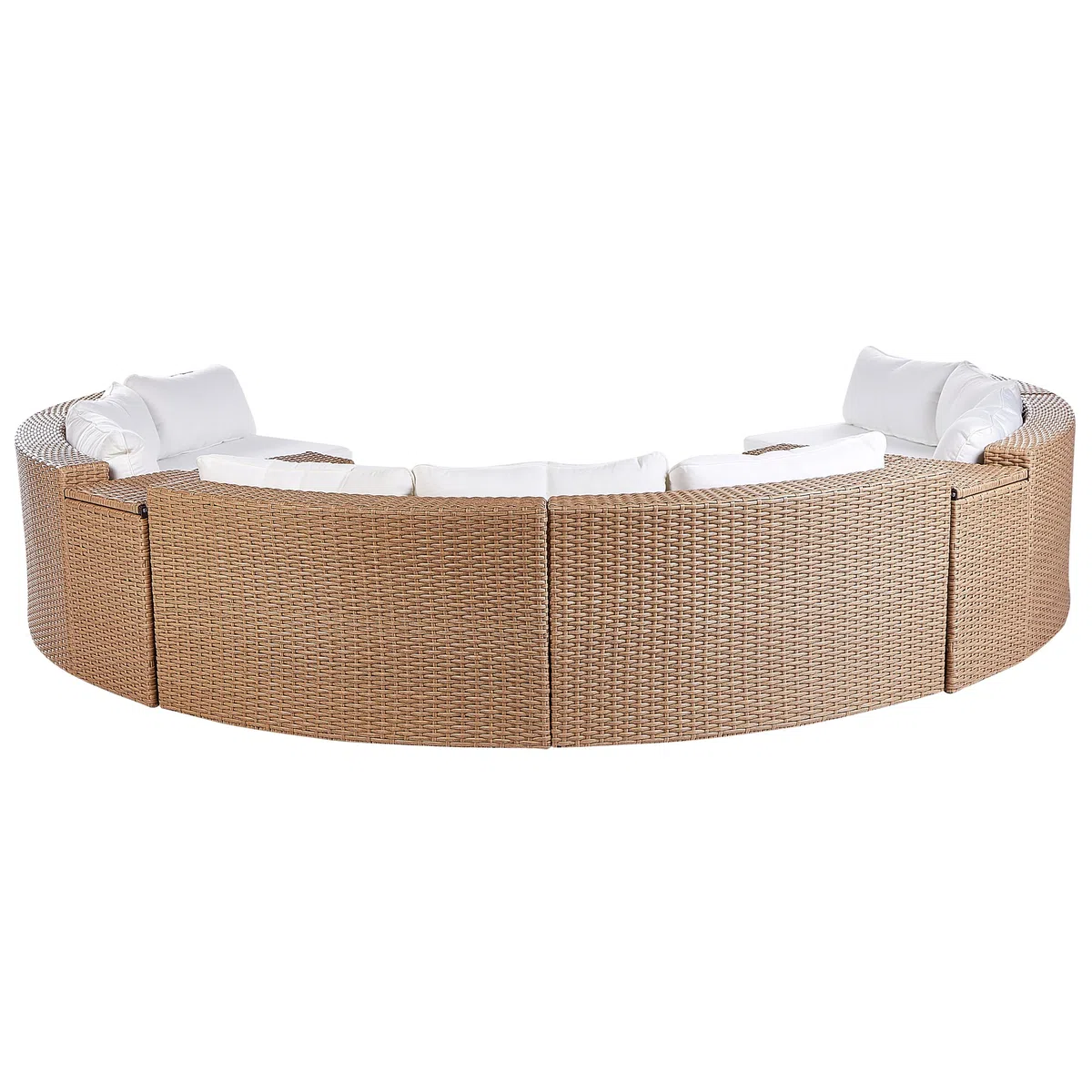 Beliani 9-Sitzer Lounge Set Rattan Sand beige rund mit Auflagen weiß Couchtisch Severo