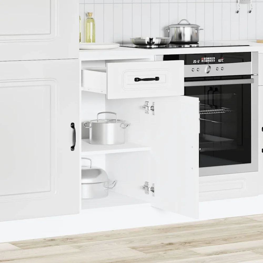 vidaXL Küchenunterschrank Kalmar Weiß Holzwerkstoff, Spülenunterschrank, Schrank Küche, Lagerschrank, Unterschrank für Küche, Küchenzeile