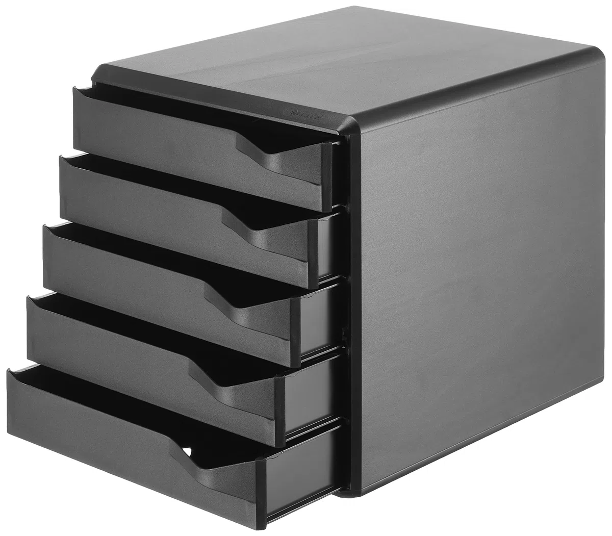 Leitz Post-Set mit 5 Schubladen, Schubladenset zur Aufbewahrung von Dokumenten und Büromaterialien, Schwarz, 52930095