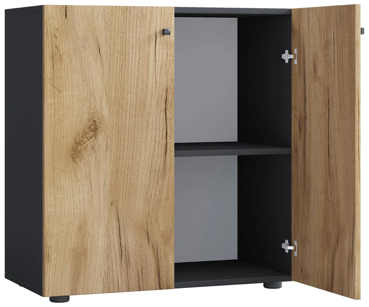 VCM Büroschrank mit 2 Fächern | moderner Aktenschrank mit Drehtüren | Maße ca. B. 70 x H. 74 x T. 40 cm - Lona 2-Fach
