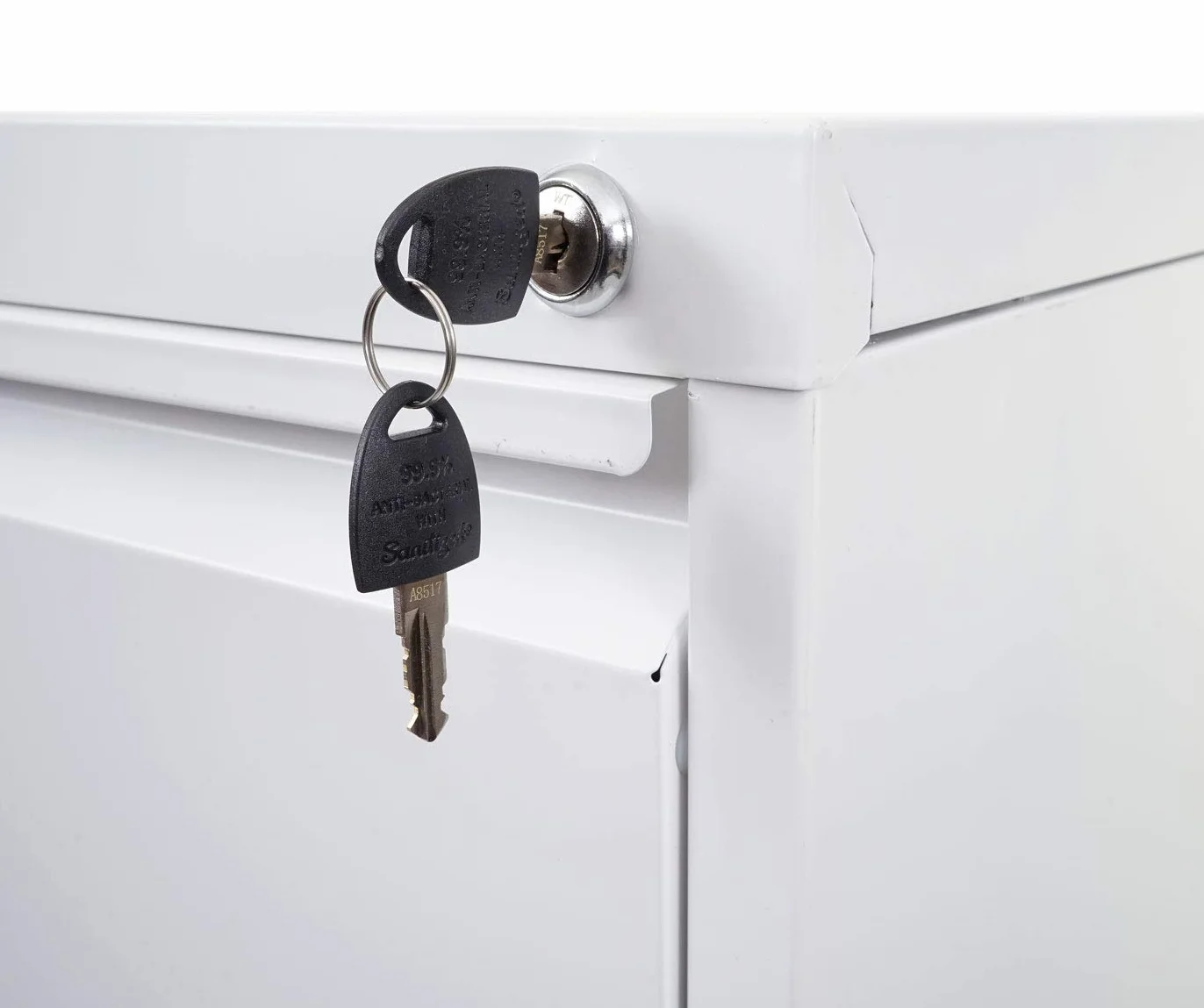 Mendler Hängeregisterschrank HWC-H16AM Aktenschrank Stahlschrank Legal A4 abschließbar 134x46x62cm weiß