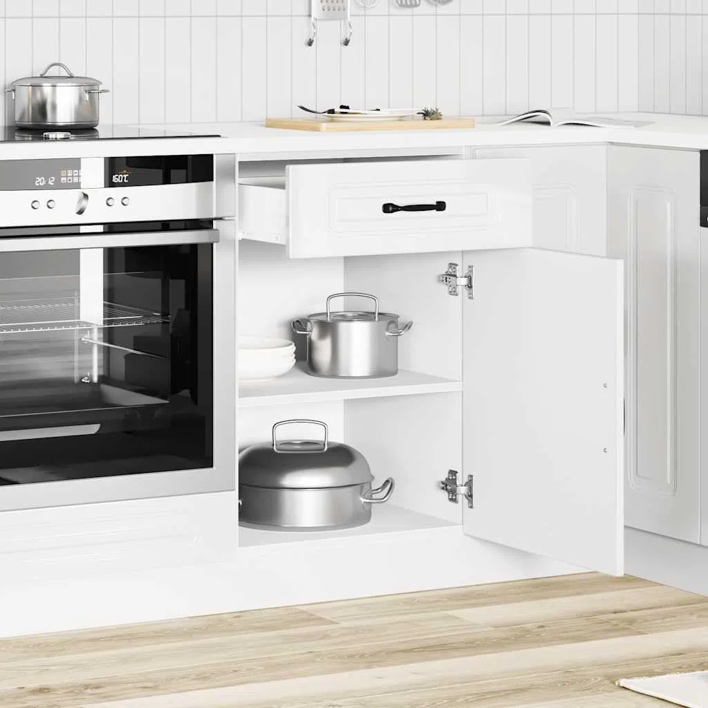 vidaXL Küchenunterschrank Kalmar Hochglanz-Weiß Holzwerkstoff, Spülenunterschrank, Schrank Küche, Lagerschrank, Unterschrank für Küche, Küchenzeile