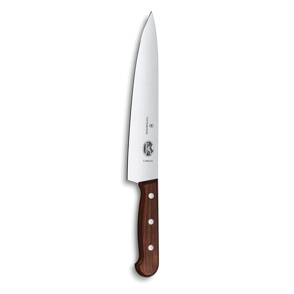 Victorinox Wood, Profi Tranchiermesser, Extra Scharfe Klinge, gerader Schliff, 22 cm, Edler Holzgriff, Rostfreier Stahl, braun